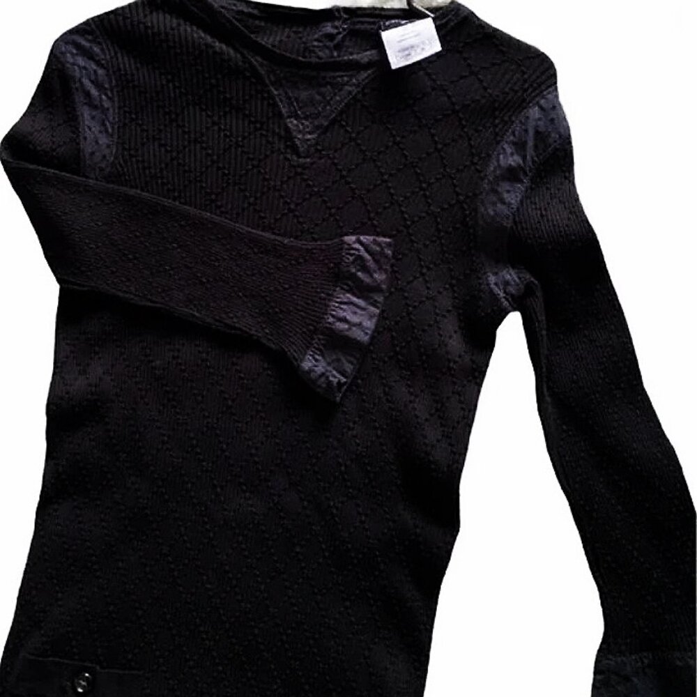 Classic Chanel Solid Black Ribbed Stretch Dress - image 4